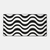 Stout Zwart en Wit Golfvormig Abstract Bureaumat (Voorkant)