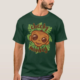 Stoute Aap Schattige Cartoon Primaat Tekening T-shirt