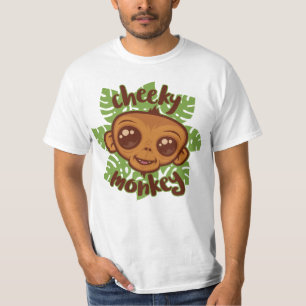 Stoute Aap Schattige Cartoon Primaat Tekening T-shirt