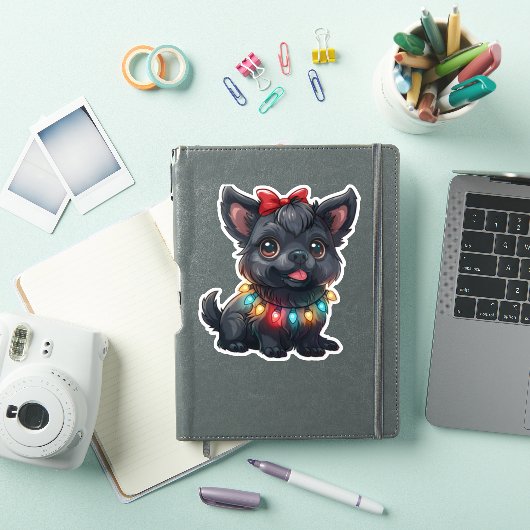 Stoute Affenpinscher in Kerstversiering Sticker (iPad Cover)