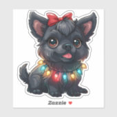 Stoute Affenpinscher in Kerstversiering Sticker (Vel)