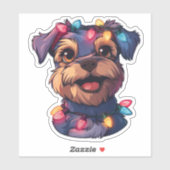 Stoute Airedale in Kerstverlichting Gewikkeld Sticker (Vel)