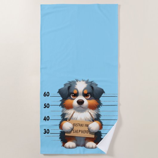 Stoute Australian Shepherd Strandlaken (Voorkant)