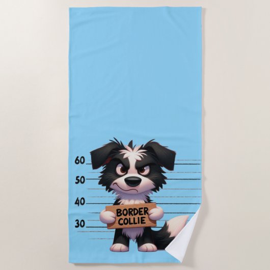 Stoute Border Collie Strandlaken (Voorkant)