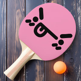 Stoute Boze Gezicht Licht Roze Ping Pong Batje