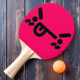 Stoute Boze Gezicht Roze Ping Pong Batje