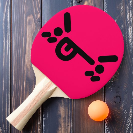 Stoute Boze Gezicht Roze Ping Pong Batje