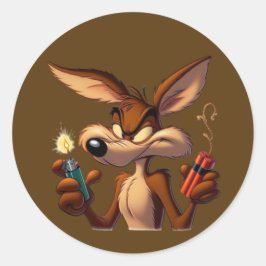 Stoute Cartoon Coyote Ronde Sticker