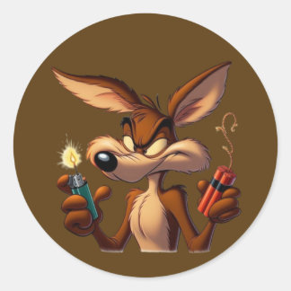 Stoute Cartoon Coyote Ronde Sticker