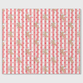 Stoute cupido-engel roze strepen cadeaupapier (Vlak)
