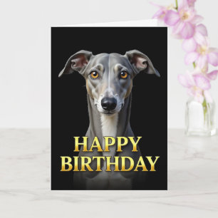 STOUTE DISTINCTE GRIJZE HOND VERJAARDAGSCARD KAART
