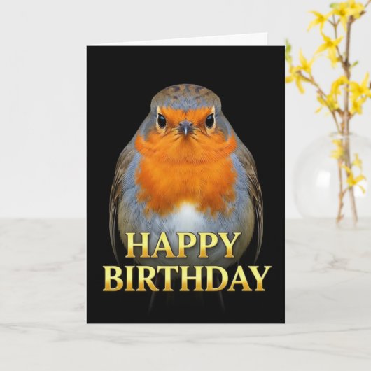 STOUTE DISTINCTE ROBIN VERJAARDAGSCARD CLOSE-UP KAART (Gele Bloem)