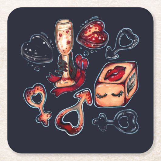 Stoute Dobbelstenen & Champagne Volwassen Humor Do Kartonnen Onderzetters (Voorkant)