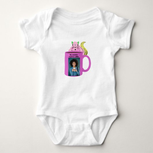 Stoute Eekhoorn #277 Baby Koffie Romper (Voorkant)