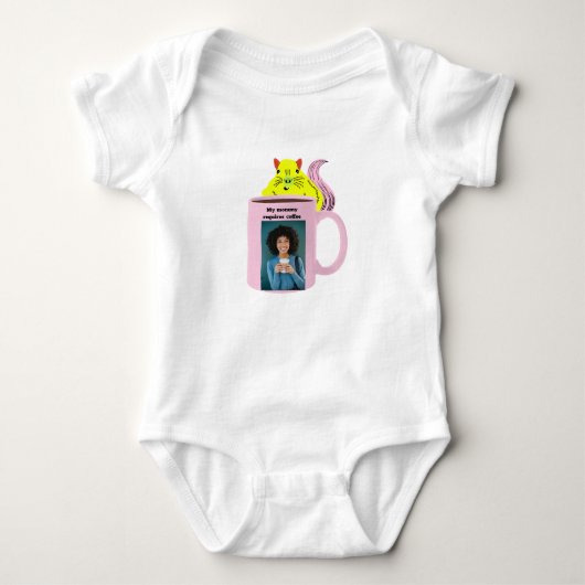 Stoute Eekhoorn #341 Baby Koffie Romper (Voorkant)