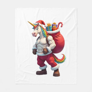 Stoute Eenhoorn Grappige Familie Kerst Ochtend Fleece Deken