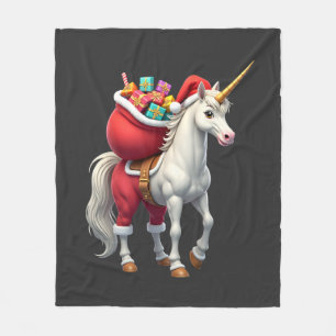 Stoute Eenhoorn Grappige Familie Kerst Ochtend Fleece Deken