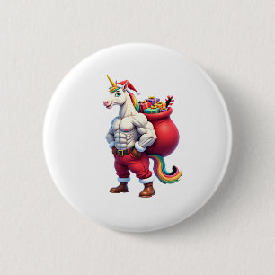 Stoute Eenhoorn Grappige Familie Kerst Ochtend Ronde Button 5,7 Cm