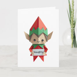 Stoute ELF grappige origami kerst stoute lijst Kaart