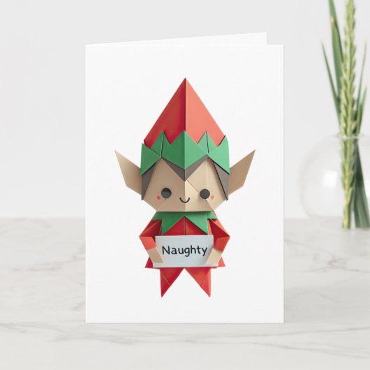 Stoute ELF grappige origami kerst stoute lijst Kaart (Voorkant)