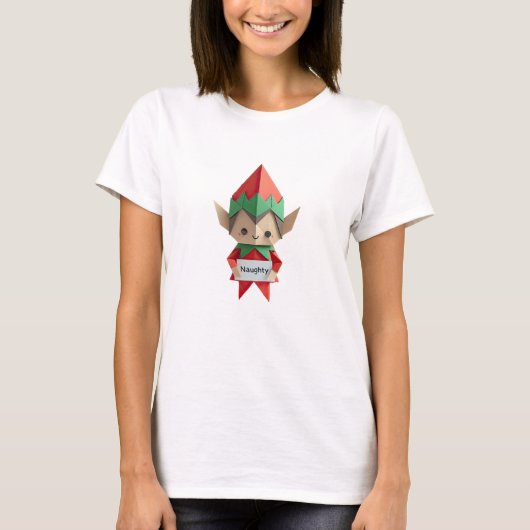 Stoute ELF grappige origami vouw kerst outfit T-shirt (Voorkant)