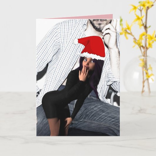 STOUTE ELF MEISJE GRAPPIGE KERSTKAART KAART (Gele Bloem)