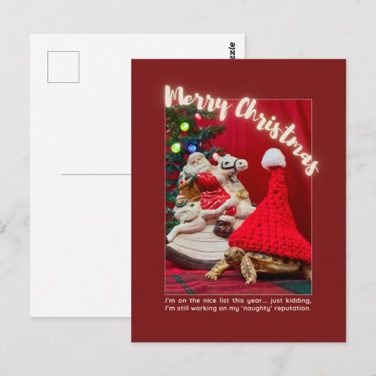 Stoute en Schattigee kerst Baby schildpad met de k Briefkaart (Voorkant / Achterkant)