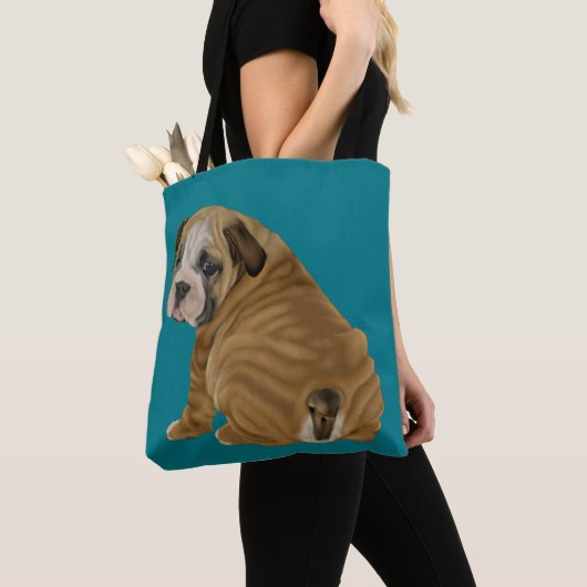 Stoute Engelse Bulldog Puppy Tote Bag (Dichtbij)