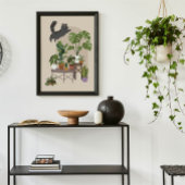 Stoute Grijze Lapjeskat & Monstera Jungle Poster