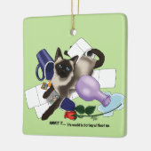 Stoute Groene Brutaal Siamese Kat Grappig Keramisch Ornament (Links)