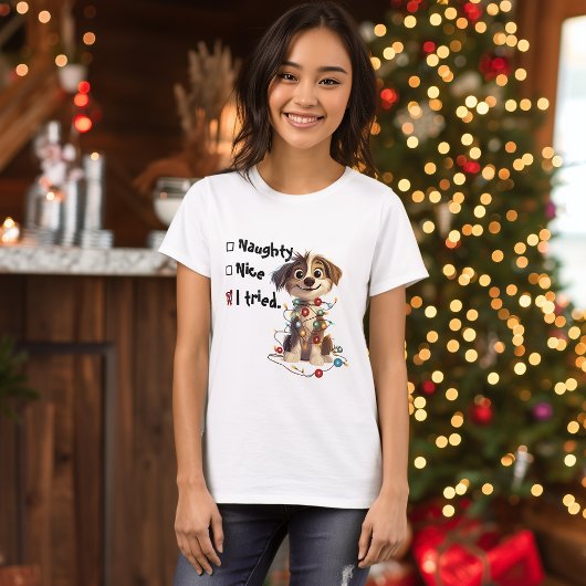 Stoute Hond Kerstman Checklist T-shirt