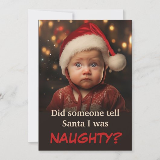 Stoute Jongen Kerst Foto Feestdagenkaart (Voorkant)