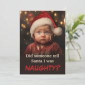 Stoute Jongen Kerst Foto Feestdagenkaart (Staand voorkant)