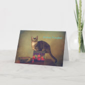 Stoute kat kerstkaart feestdagen kaart (Voorkant)