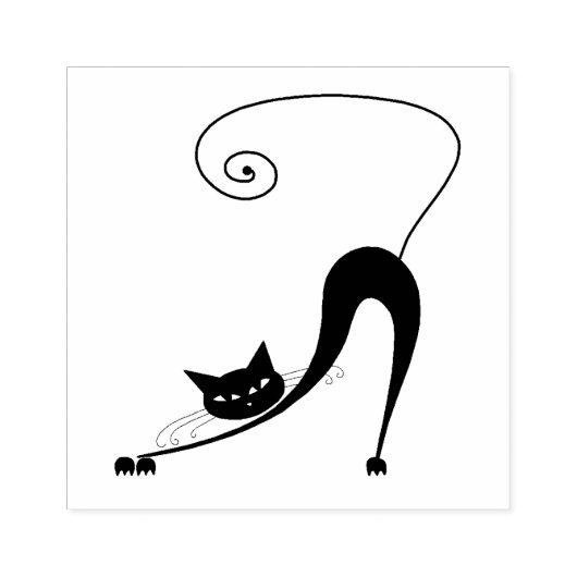 Stoute Kat Zwarte Kitten Douane Stempel van Rubber (Afrduk)