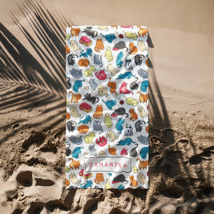 Stoute Katten Kittens Menigte Gepersonaliseerd Strandlaken