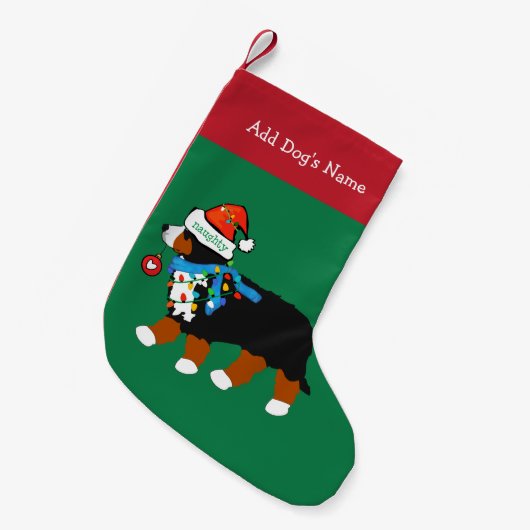Stoute Kerst Berner Sennenhond Custom Kleine Kerstsok (Voorkant (Hangend))