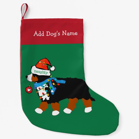 Stoute Kerst Berner Sennenhond Custom Kleine Kerstsok (Voorkant)