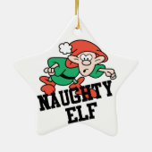 Stoute Kerst Elf Keramisch Ornament (Achterkant)