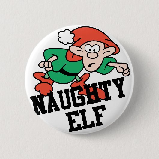 Stoute Kerst Elf Ronde Button 5,7 Cm (Voorkant)