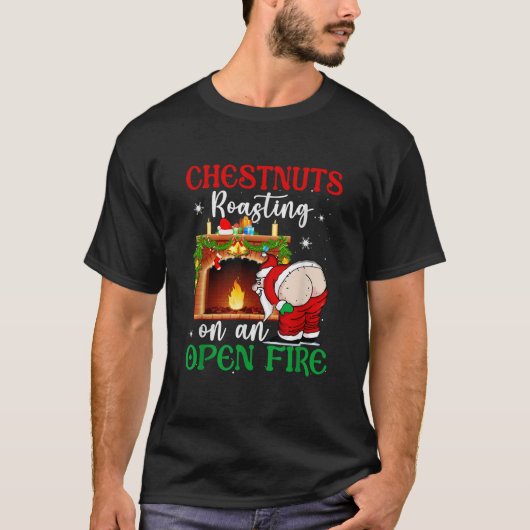 Stoute kerstkastanjes roosteren op een op t-shirt (Voorkant)