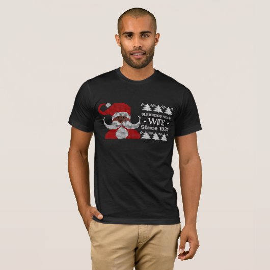 Stoute kerstman die je vrouw aansleept Xmas T-shirt (Voorkant volledig)