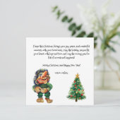 Stoute Kerstman Trol en Boom Plezier Feestdagenkaart (Staand voorkant)