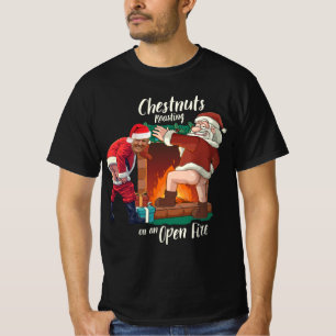 Stoute Kerstman & Trump Vies Voedsel Pun Roster No T-shirt