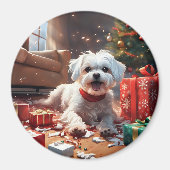 Stoute kerstpuppy, Schattige, grappig, Cartoon Magneet (Voorkant)