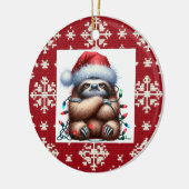 stoute kerstverlichting luiaard keramisch ornament (Links)