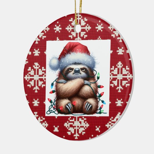 stoute kerstverlichting luiaard keramisch ornament (Links)