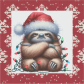 stoute kerstverlichting luiaard sticker (Voorkant)