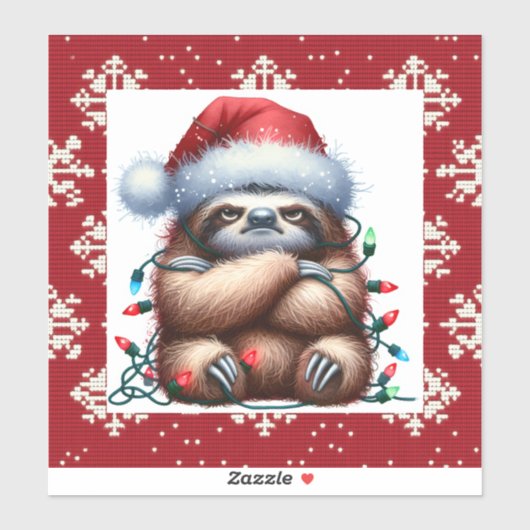 stoute kerstverlichting luiaard sticker (Vel)