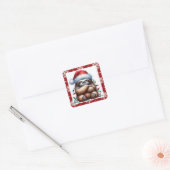 stoute kerstverlichting luiaard vierkante sticker (Envelop)